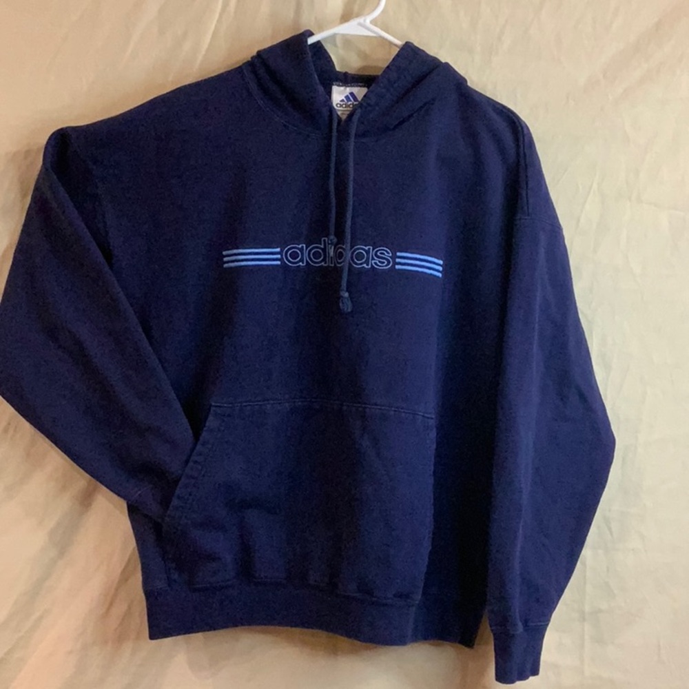 Vintage Adidas Dark Blue Pullover Hoodie